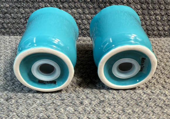 Pioneer Woman Salt and Pepper Shaker Set Farmhouse Floral White Teal - Picture 4 of 5